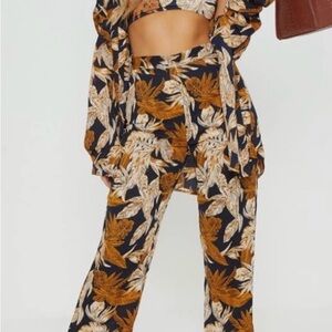 Tropical Paradise Wide-Leg Beach Pants